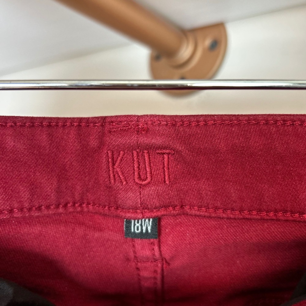 Kut from the Kloth High Rise Ankle Skinny Jeans Burgundy Red Womens 18W - Picture 3 of 5